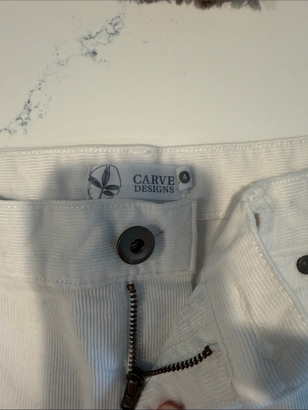 Carve Design White Women's Cord Cutoff Shorts - Picture 4 of 4
